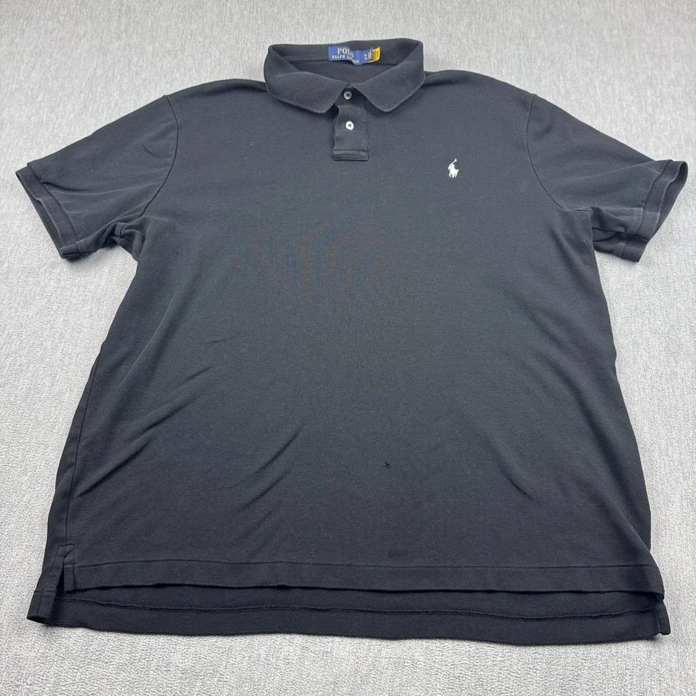Polo Ralph Lauren‎ Polo Shirt Mens XL Black Pony Short Sleeve Rugby Golf Classic